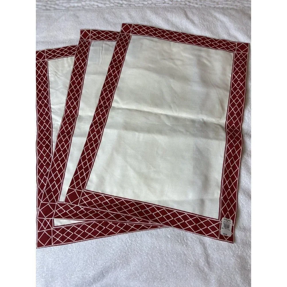 Williams - Sonoma white & red placemats set of 3 linen blend